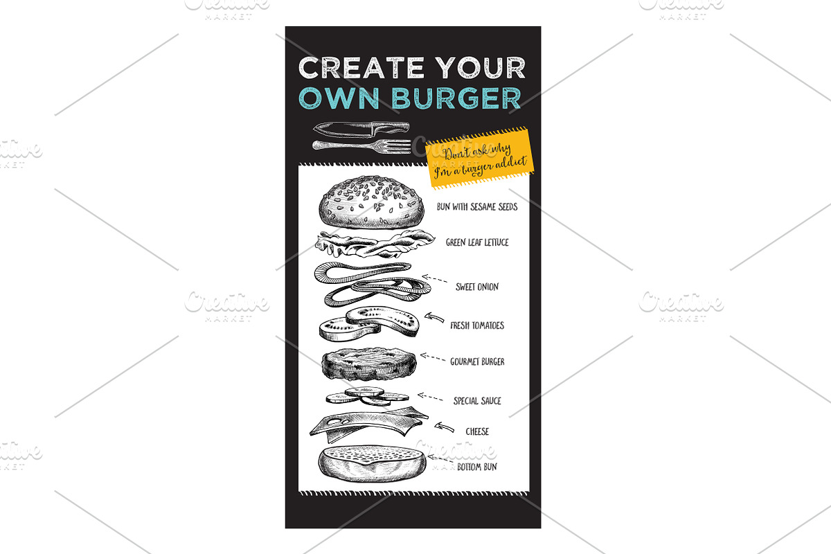 Burger ingredients in Illustrations - product preview 8