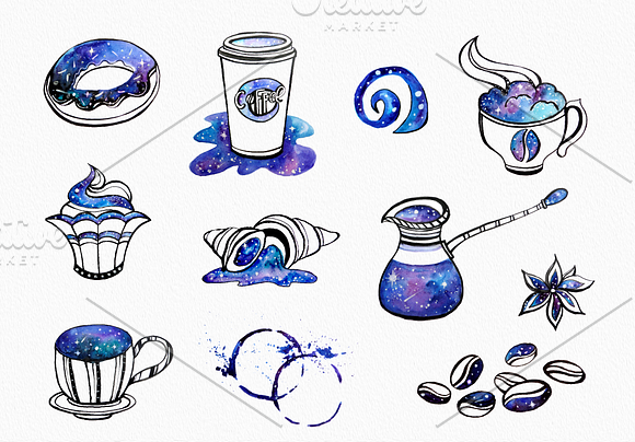 Watercolor coffee space in Photoshop Brushes - product preview 1