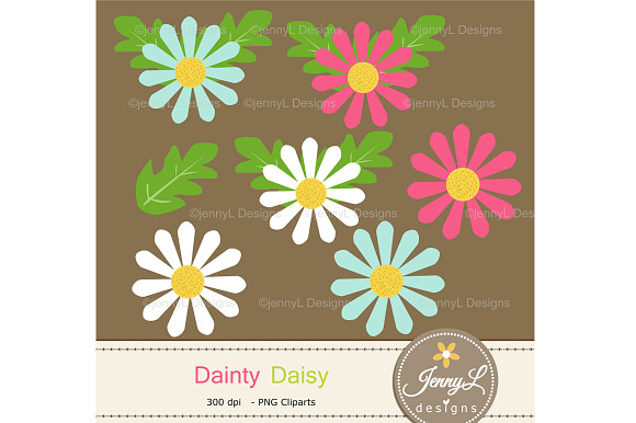 Daisy Flower Digital Paper & Clipart in Patterns - product preview 1