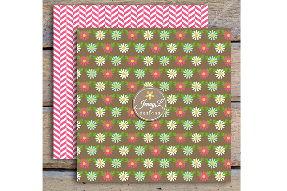 Daisy Flower Digital Paper & Clipart in Patterns - product preview 2