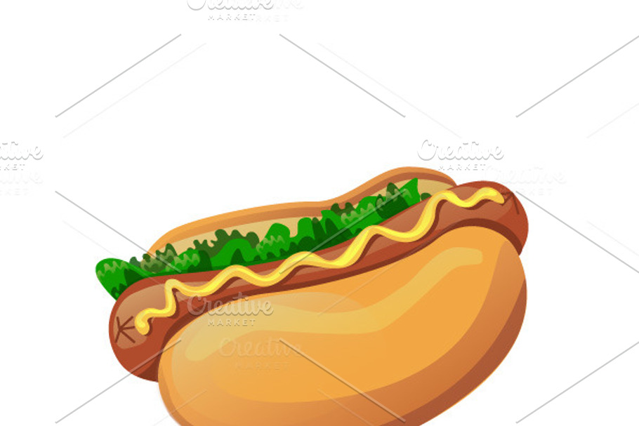 Vector bright isolated hot dog 