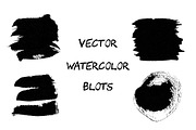 Black vector watercolor blots.
