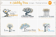 6 Sketchy Tree Logo Templates Vol1
