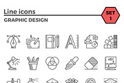 Graphic design thin line icons set.