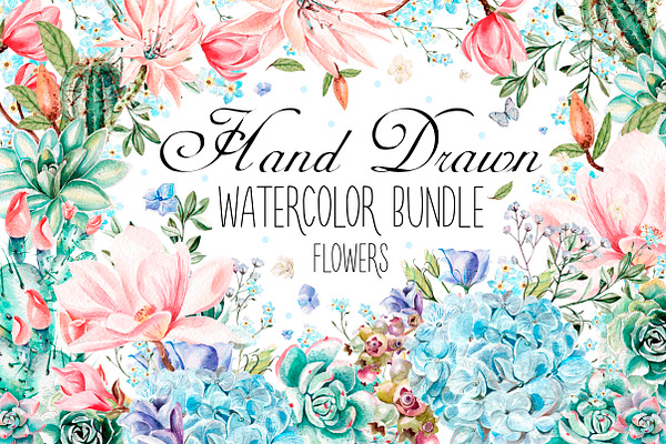 HandDrawn Watercolor Bundle FLOWERS3