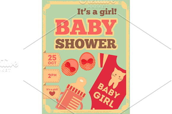 Baby Shower Retro Poster in Illustrations - product preview 1