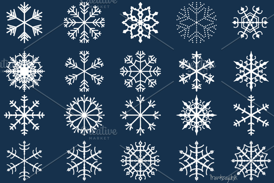 Winter snowflakes clipart set