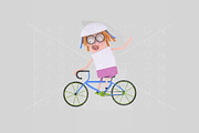 3d illustration. Cycling girl.