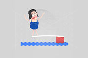 3d illustration. Diving woman.