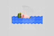 3d illustration.  Swimming Man.