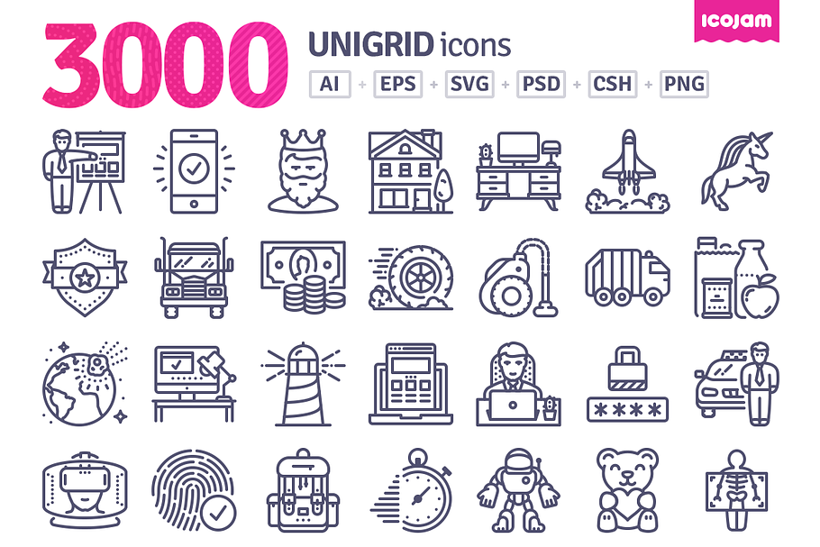 3000 Unigrid icons in Animal Icons - product preview 8