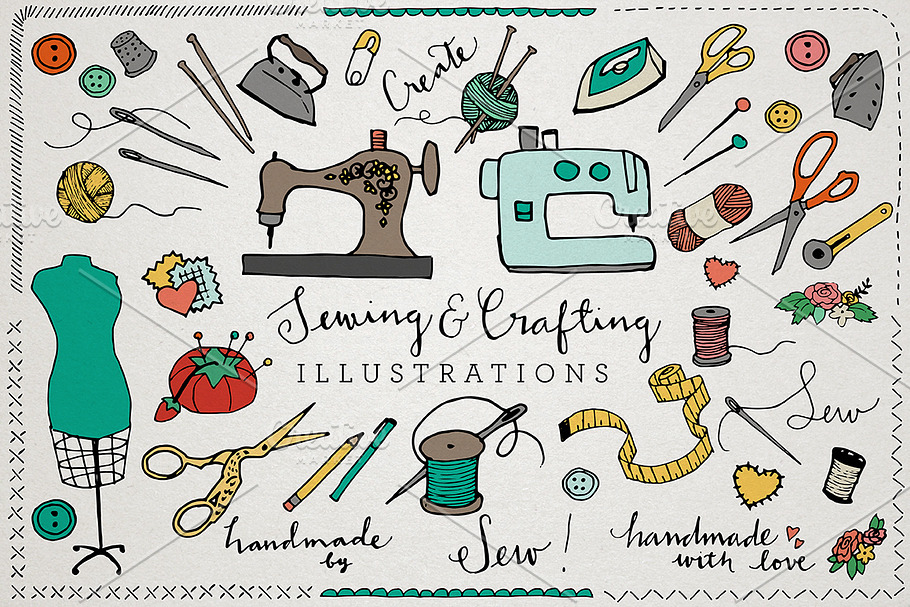 Sewing & Crafting Ilustrations Pack