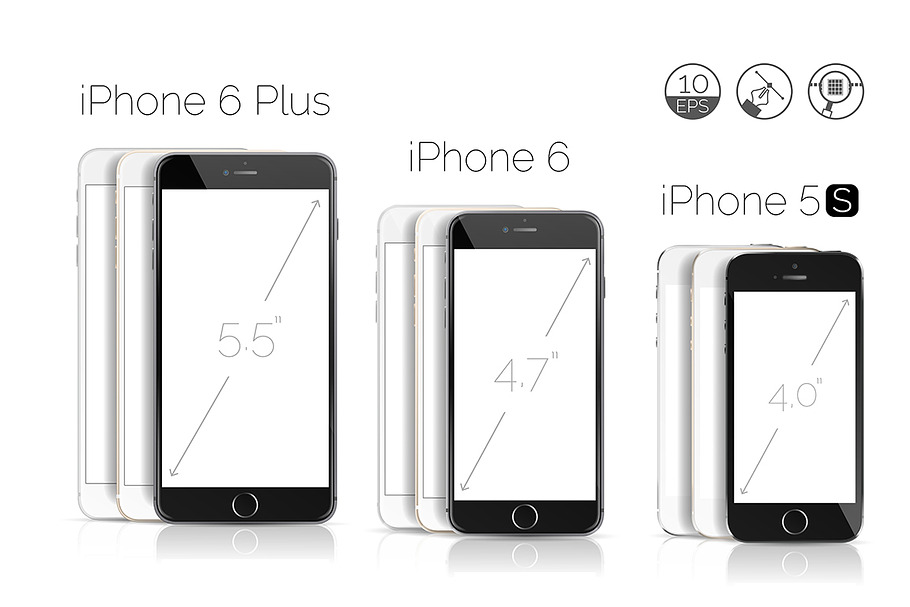 iPhone 6 Plus, 6, 5S detailed mockup in Objects - product preview 8