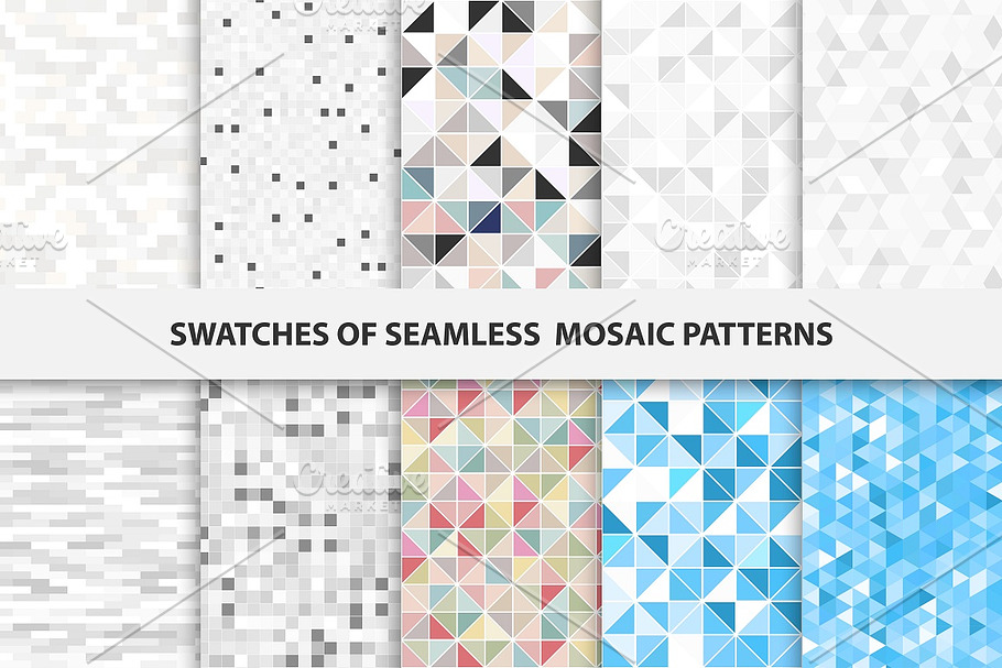 Swatches of mosaic seamless patterns in Patterns - product preview 8