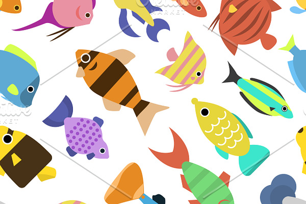 Fish vector seamless pattern