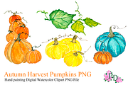 Autumn Pumkin Watercolor Clipart PNG