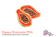 Papaya Watercolor Clipart PNG