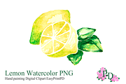 Lemon Fruit Watercolor Clipart PNG