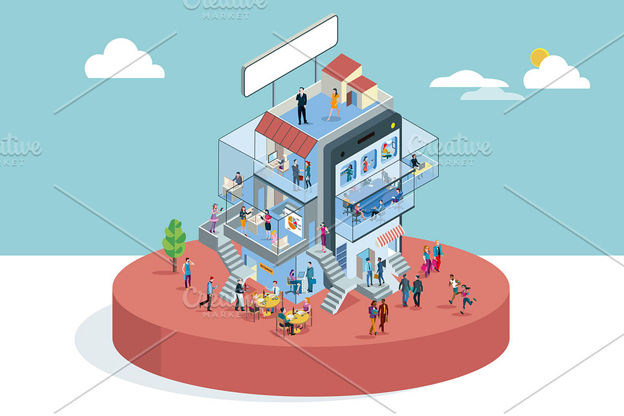 Office Building In Isometric View