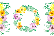 Watercolor Wreath flowers frame PNG