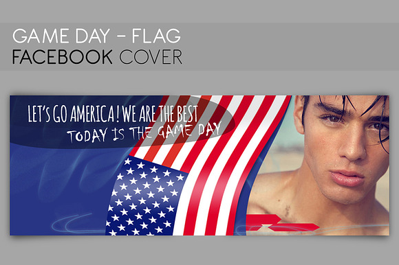 FACEBOOK COVER flag - Game day in Facebook Templates - product preview 1