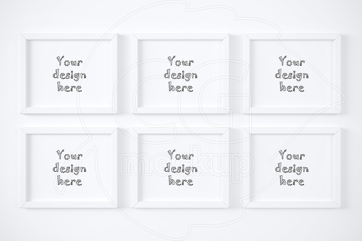 Collection on 6 white frame mockup in Print Mockups - product preview 8
