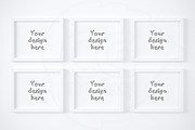 Collection on 6 white frame mockup