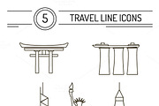 Vector travel line icons set