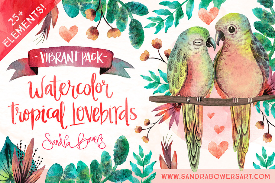 Watercolor Love Birds - Vibrant Pack