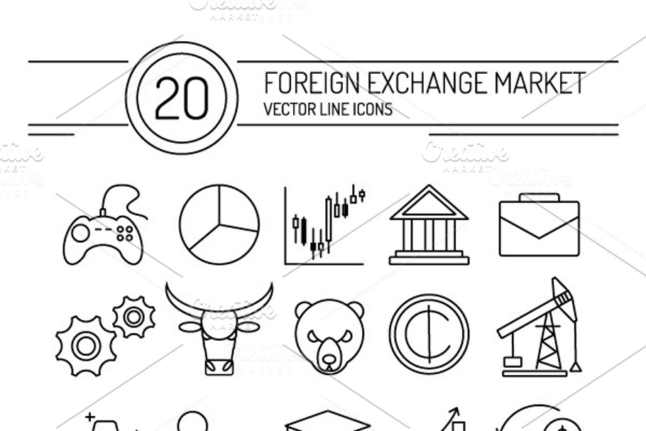Vector forex line icons set