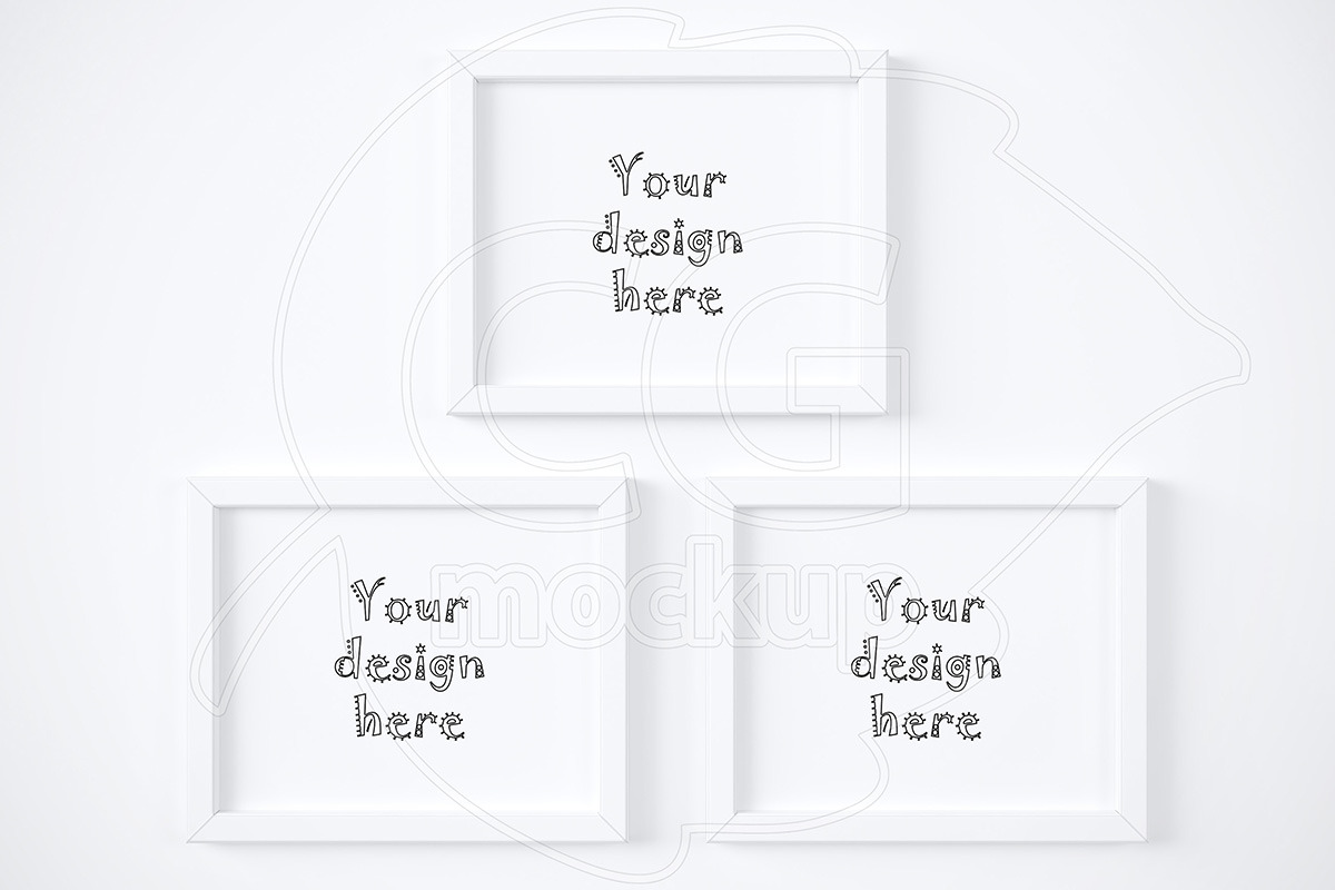 Three simple horizontal frame mockup in Print Mockups - product preview 8