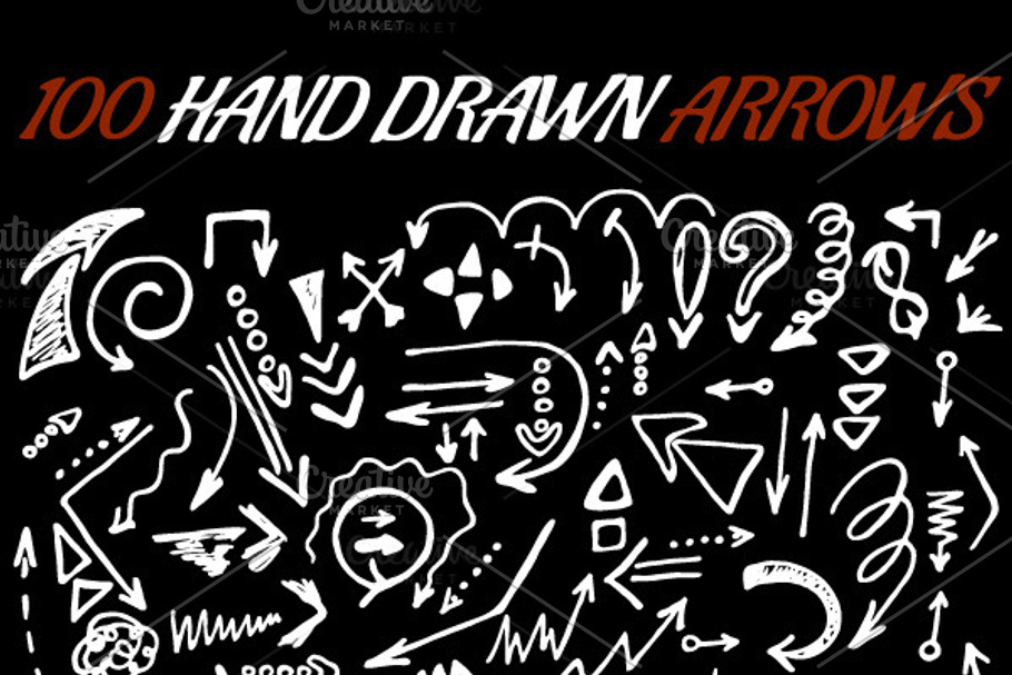 100 hand drawn vector arrows