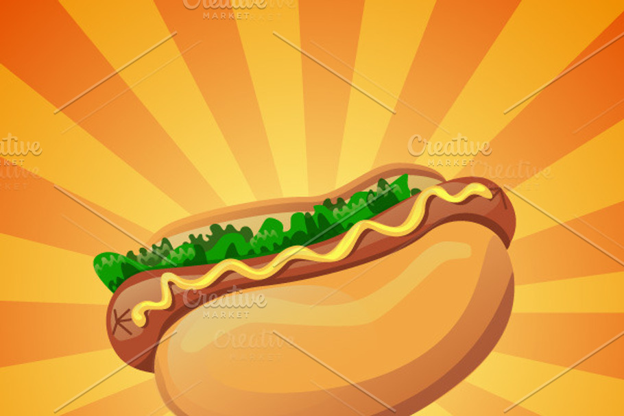 Colorful vector hot dog icon