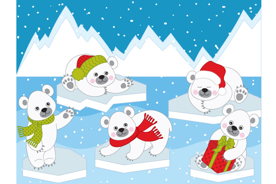Vector Christmas Polar Bears in Illustrations - product preview 8
