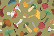 Mushrooms vector pattern