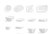 Empty white plates set vector