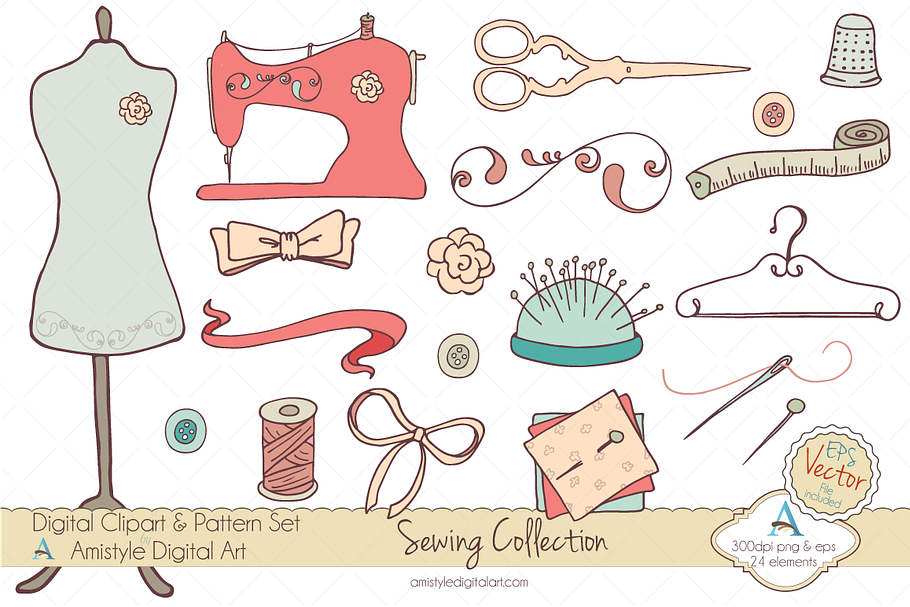 Sewing Collection Clipart & Vector