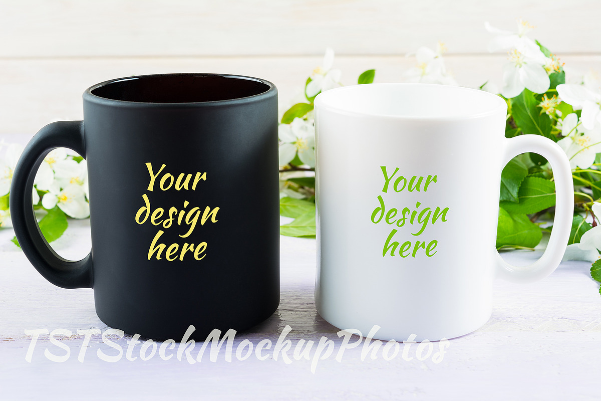 White and black mug mockup in Product Mockups - product preview 8