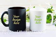 White and black mug mockup