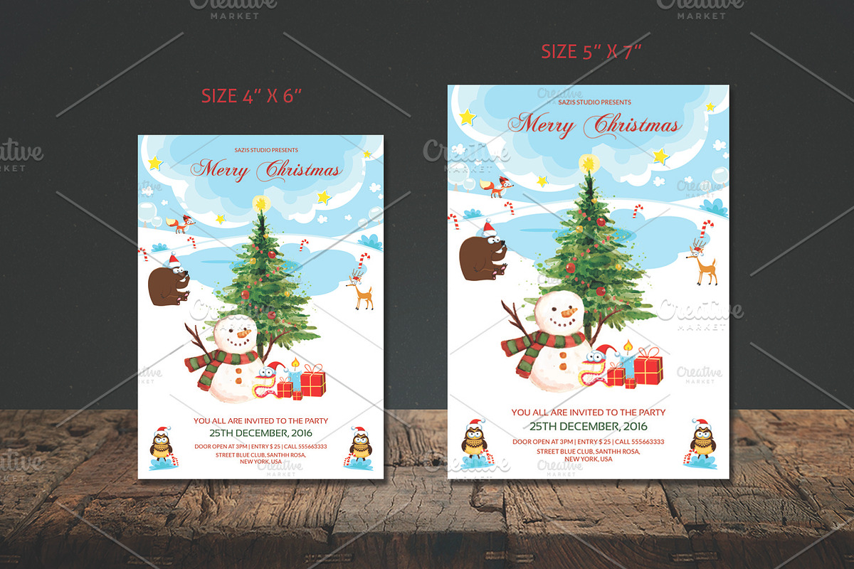 Christmas Invitation Template-V419 in Card Templates - product preview 8
