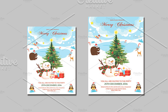 Christmas Invitation Template-V419 in Card Templates - product preview 1
