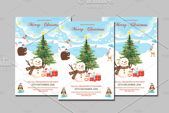 Christmas Invitation Template-V419 in Card Templates - product preview 2
