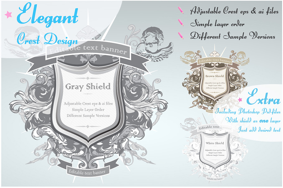 Ornamented shield design in Objects - product preview 8