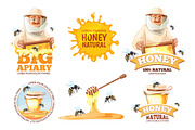 Apiary vector illustrations set