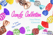 10 hand painted watercolor candies