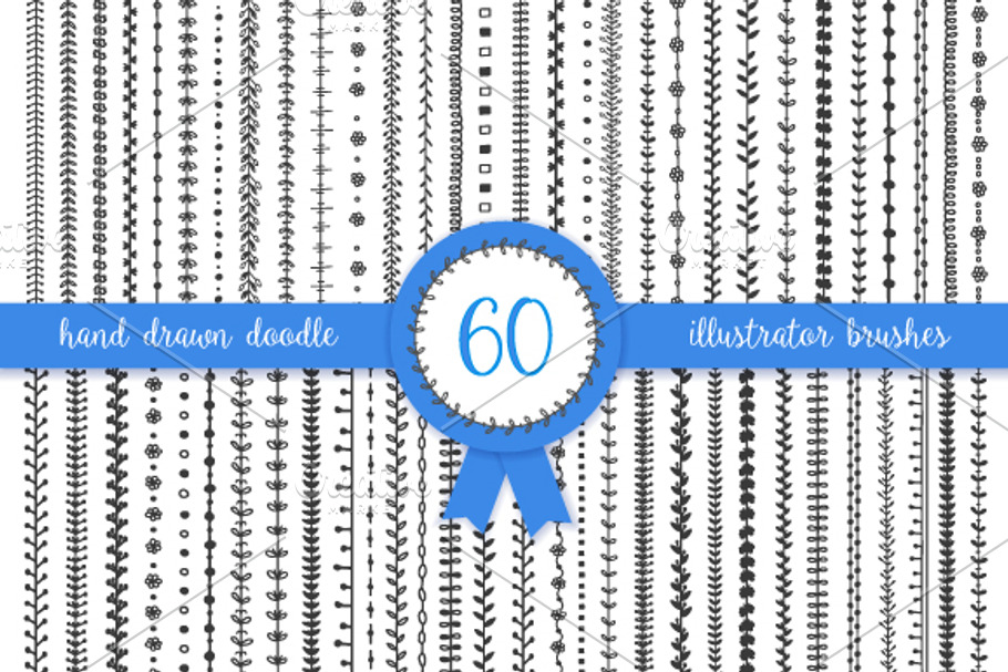 60 doodle vector pattern brushes in Photoshop Brushes - product preview 8