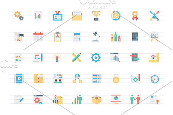 112 Flat Project Management Icons in Graphics - product preview 1