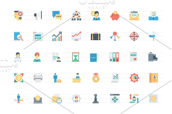 112 Flat Project Management Icons in Graphics - product preview 2