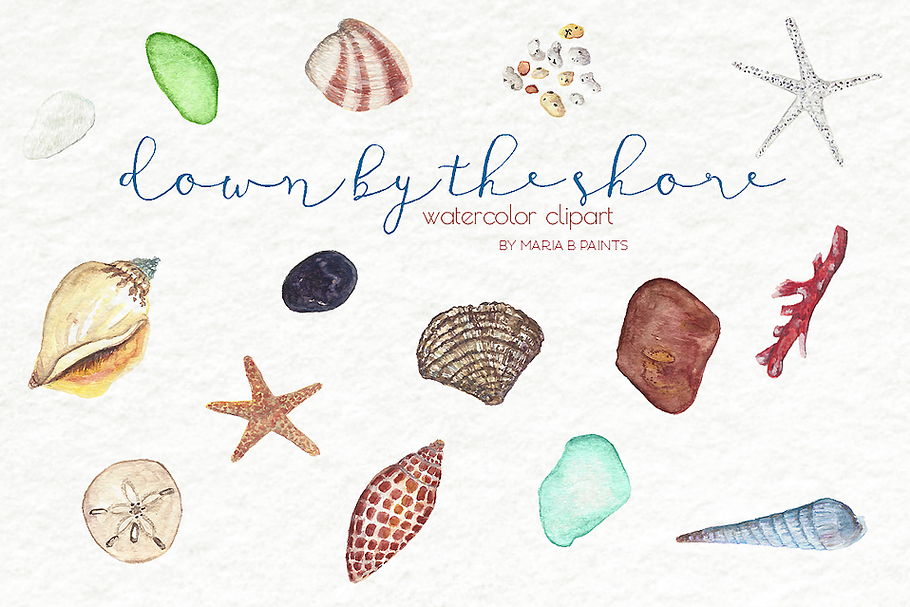 Watercolor Clip Art - Sea Shells
