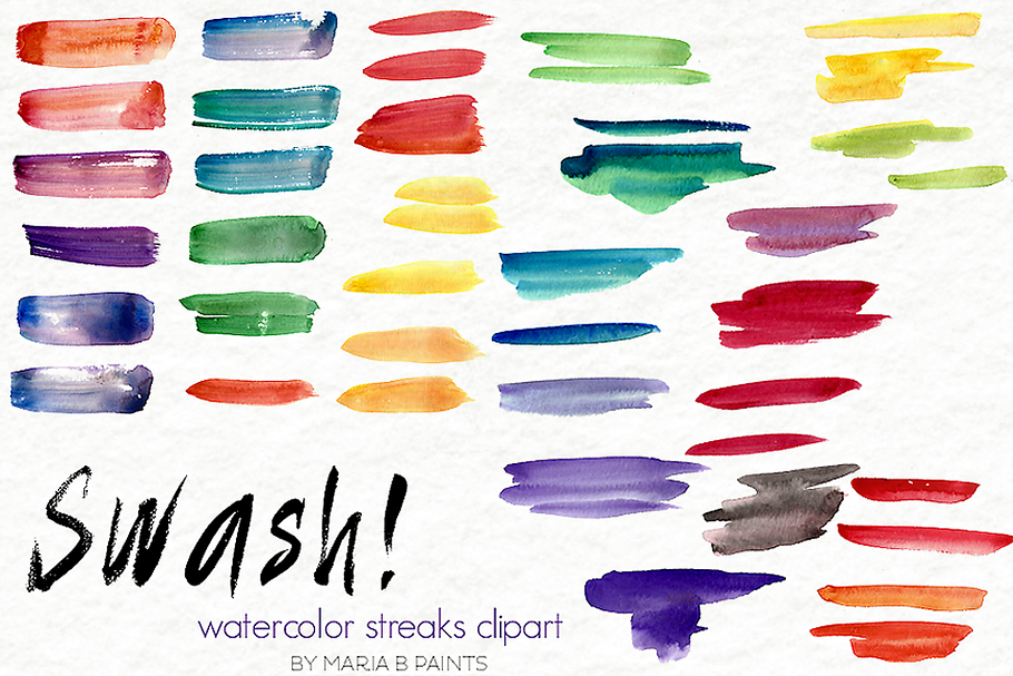 Watercolor Brush Strokes Clip Art